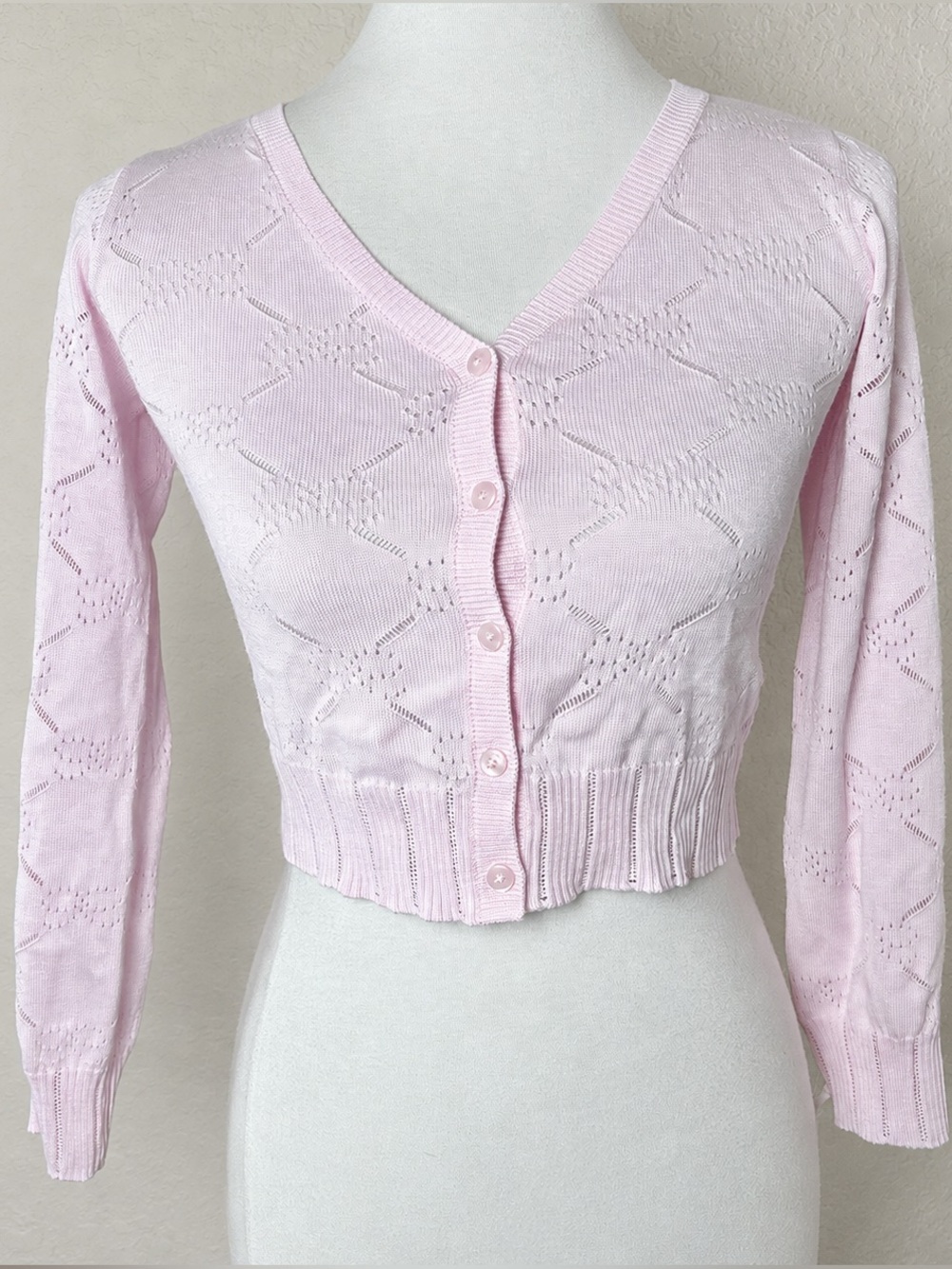 LoveShackFancy NWT Pink Knit Bolero Long Sleeve Cardigan Bows Coquette Girls XXL